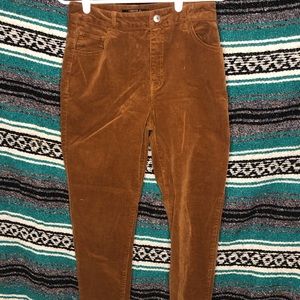 High waisted brown corduroy skinny pants